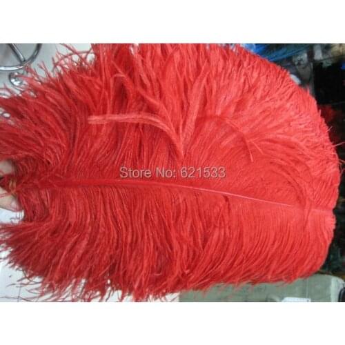 50Pcs/lot!High Quality Red Colour OSTRICH FEATHERS Wedding Party Decorations 45-50cm/18-20inch with hard rod freeshipping