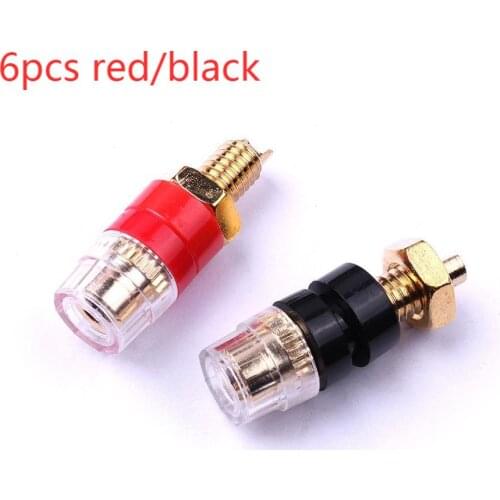 6PCS Black/Red Amplifier Speaker Cable Banana Connector 30mm Spade Terminals Binding Post Banana Plug Socket Connector