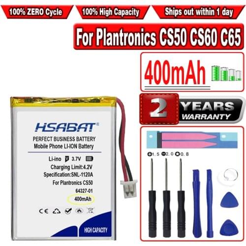 HSABAT 64327-01 Battery for Plantronics CS50 CS60 C65,CS351,CS361,CS510,CS520,CS55,CS65,HL10,Savi 410/420/710/720,WH300,WH350