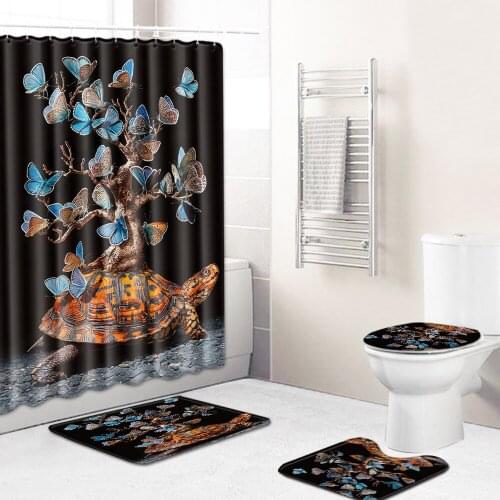 Butterfly bathroom floor mat combination 4-piece suit toilet toilet carpet shower mat foot pad cross border issue