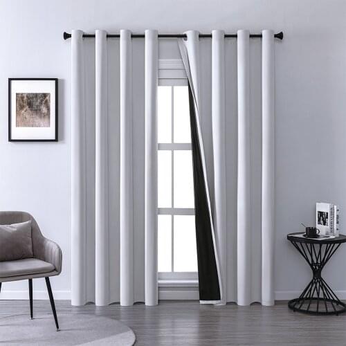 ELKA 100% Blackout Solid Curtains for Living Room Curtains for Bedroom Blinds Windows Treatment Finished Drapes Panels Blinds