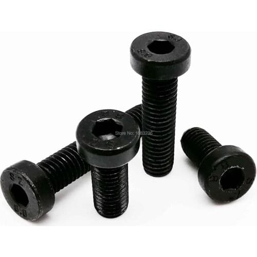10pcs M4 M5 M6 Black Grade 8.8 steel DIN7984 Metric Hex Hexagon Socket Thin Low Short Profile Head Allen Cap Screw Bolt L=6-50mm