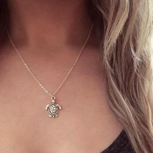 Simple Vintage Style Animal Tortoise Pendant Necklace for Women Chains Geometric Clavicle Necklace Jewelry YN1469