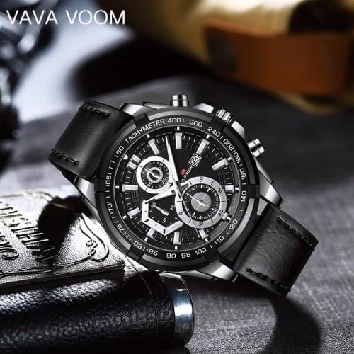 VAVA VOOM Men Quartz Wristwatch Male Watch Luxury Brand Mens Watches Calendar Week Display Man Watch Montre Homme Dropshipping