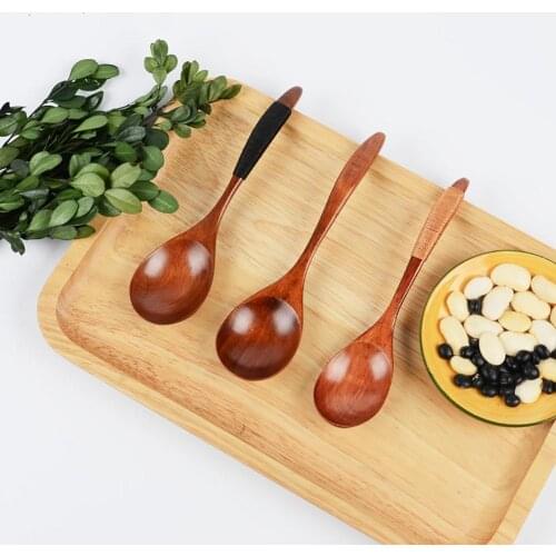 Wood Spoon Fork Bamboo Kitchen Cooking Dining Soup Tea Honey Coffee Utensil Tools Soup-Teaspoon Tableware