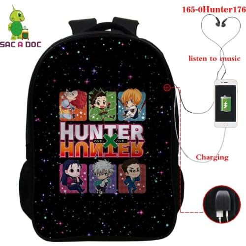 Anime HUNTER X HUNTER Backpack 3D Hunter X Hunter Children School Bags HXH School Rucksack with Usb Charging Boys Girls Book Bas