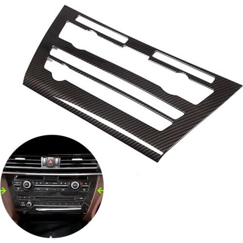 For BMW X5 X6 F15 F16 Car Interior Center Control Air Condition Panel Volume Switch Frame Carbon Fiber Texture Cover Decor