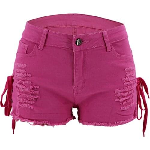 Summer Women Denim Shorts New High Waist Ripped Short Jeans Femme Tassel Lace Up Bandage Hot jeans 2020