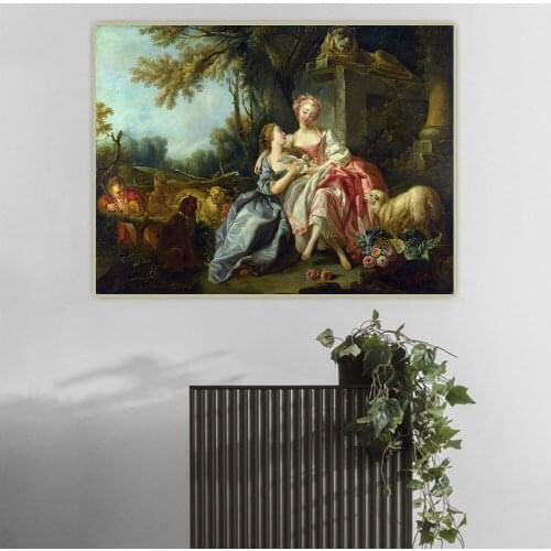 Canvas Oil Painting Francois Boucher"The Love Letter,1750"Western Art Decor Wall Aesthetic Backdrop Home Interior Decoration