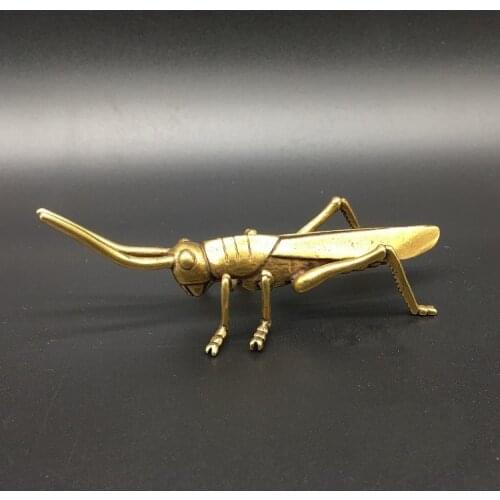 Collection Chinese Brass Carved animal Grasshopper Exquisite Small Statues