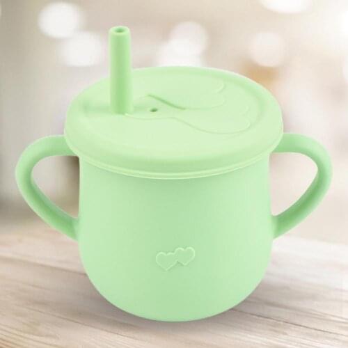 1 Set 200ml Straw Mug Large Diameter Double Handle BPA Free Infant Sippy Water Cup Home Use