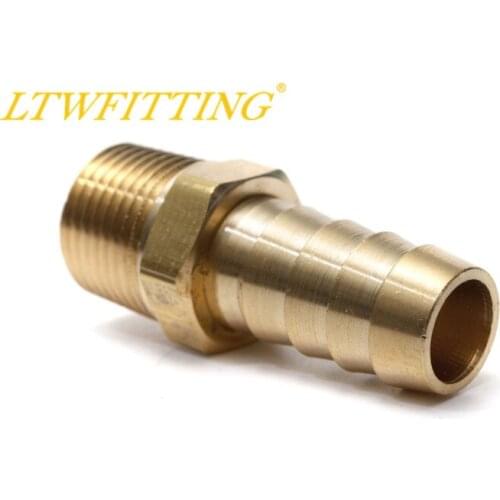 LTWFITTING Brass Fitting Connector 1/2" Hose Barb x 3/8" NPT Male Fuel Gas