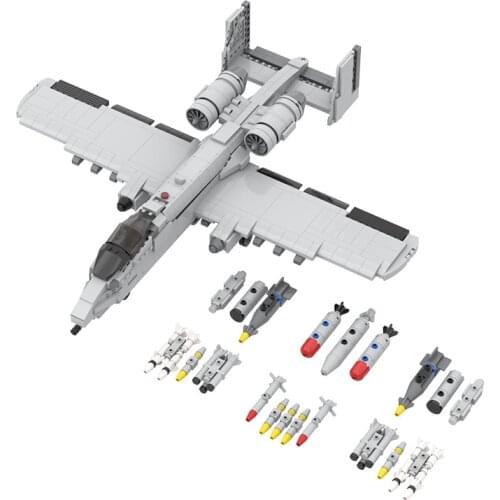 MOC Fighter Model A-10 Thunderbolt II Aircraft Building Blocks Assemble Airplane Plane Bricks Game Toys For Children Kids Gifts