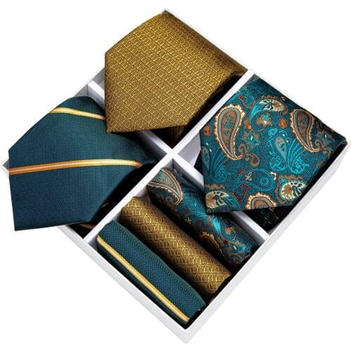 3 Pack Gift Box Mens Tie Set Gift For Men 8cm Business High Quality Silk Necktie Hanky Cufflinks Tie Clip Wedding Tie DiBanGu