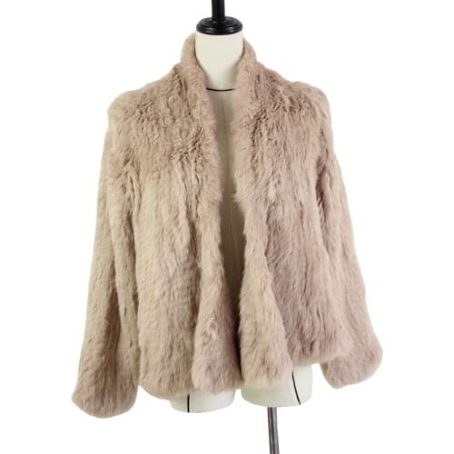 2019 New Knitted Rabbit Fur Coat Slim Rabbit Fur Jack Real Hand Knitted Genuine Rabbit Fur Coat Jacket/ Sheared Fur