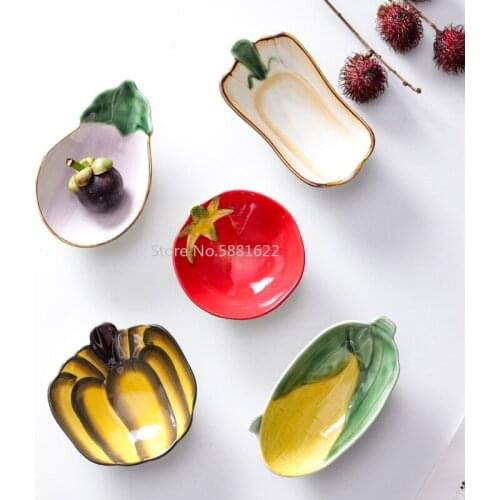 Vegetable Japanese-style Cute Ceramic Snack Plate Household Vegetable Bowl Dessert Bowl Fruit Salad Small Bowl Plate Dish