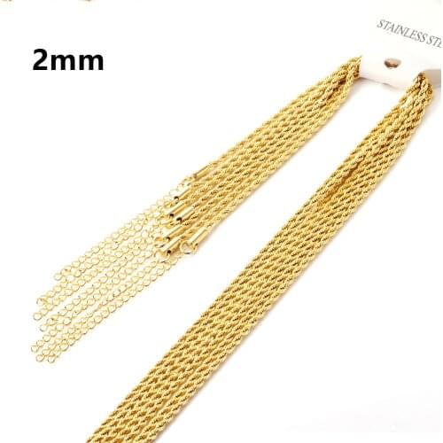 ASON Chokers Necklaces For Women 10Pcs/lots Stainless Steel 45cm+5cm Extender Chains Necklace Bulk Sale Accessories Women Men