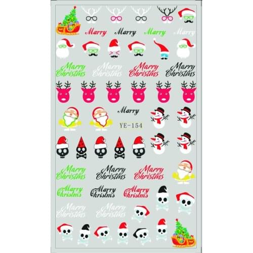 WATER TRANSFER DECAL NAIL ART NAIL STICKER XMAS CHRISTMAS SANTA CLAUSE DEER YE154-156