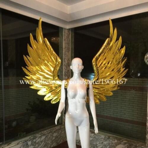 Catwalk Gold Color Wings Carnival Victoria Ballroom Costume Stage Performance DJ Bar TV Fashion Show Cosplay Clothes