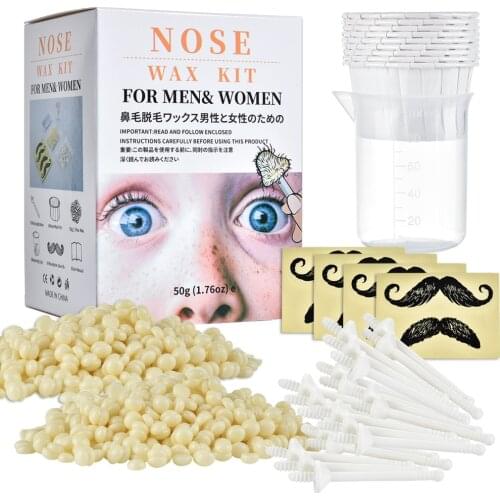 Portable Painless Nose Wax Kit For Men Women Nose Hair Removal Wax Set Paper-Free Nose Hair Wax Beans Cleaning Wax Kit 50g Hot