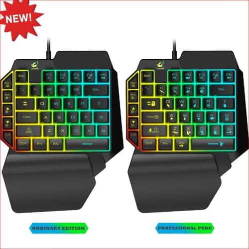 RGB Backlight Wired Keyboard Ergonomics Professinal Multimedia Keyboard Single Hand Mechanical Keyboard for Gaming PC Laptop