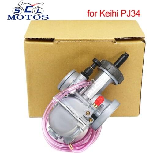 Sclmotos- Keihin PJ 34 mm Carb Motorcycle flatslide Carburetor 34mm Oval slide Valve for 2 Stroke Dirt Bike YZ250 RM250 CR250R