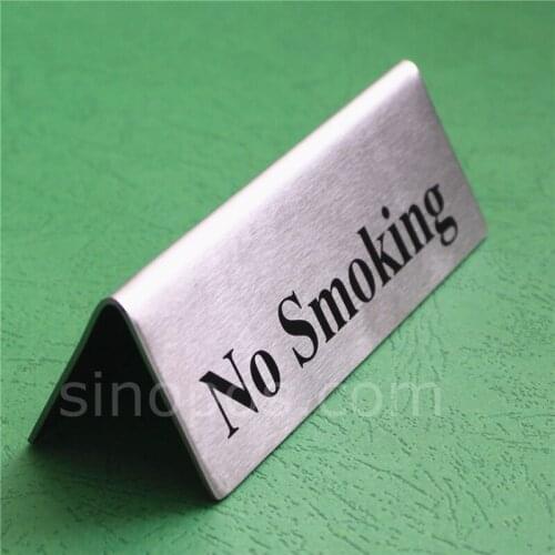 Steel "No Smoking" Tent Sign, metal non-smoking symbol double sided restaurant table tobacco banned display tag triangular stand