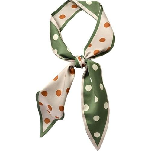 Vintage Dot Spring Womens Scarf Silk Hijab Headband Long Skinny Design Print Shawl Wraps Bandanas Foulard Hair Ribbon Kerchief
