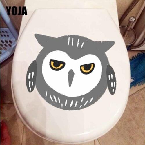 YOJA 24.1X20.3CM Hand painted Cute Grey Owl Pattern Wall Sticker Creative Toilet Decal Home Decor T5-0594