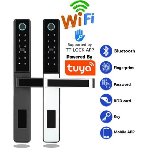 Smart TT Lock Smart Fingerprint Door Lock S874 With WIFI Gateway Tuya APP Home Security Zinc Alloy Sliding Door Lock