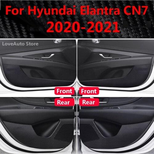 For Hyundai Elantra CN7 2021 2022 Car Door Protector Pad Door Plank Anti Kick Anti-dirty Pad Mat Decoration Leather Strip