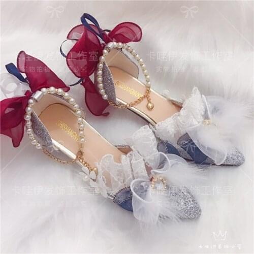 Ladies Elegance Princess Cosplay Sweet Girls Kawaii Tea Party Japanese Cute Anime Lolita Shoes Women Shoes Feminine Mid Heel 6cm