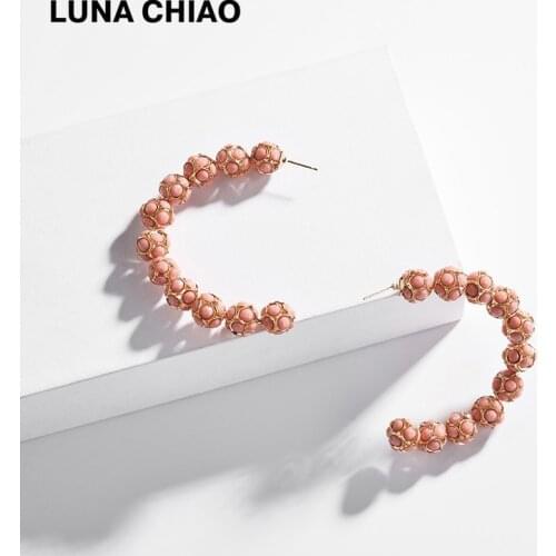 LUNA CHIAO Fashion Jewelry Accessories Beaded Disco Ball Big Hoop Earrings for Women 2020 New Trendy Earrings Jewelry
