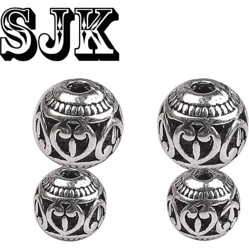 10PCS Antique Silvery Zinc Alloy Hollowed Balls Round Loose Beads Spacer Accessories Crafts For Jewelry Bracelet Jewelry Making