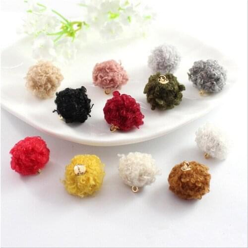 10pcs/lot HandCraft Wool Round Ball Beads Colorful Hairball Charms Pendants For DIY Earrings Jewelry Making Material Accessories