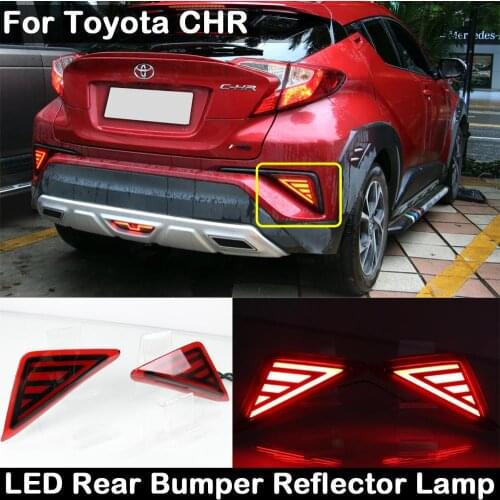2Pcs For Toyota CHR 2017 2018 2019 LED Rear Bumper Reflector Lamp Function is LED Driving Light And Braking Light