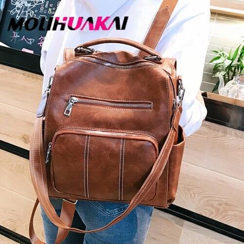 2020 New Fashion Molihuakai Designer Backpack Female Pu Leather Travel Backpack School Teen Girl High Quality Backpack