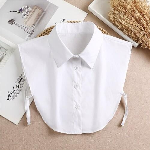2021 Women False Collars Decor White Button Down Fake Collar Solid Color Neck Female Shirt Detachable Collar Accessories