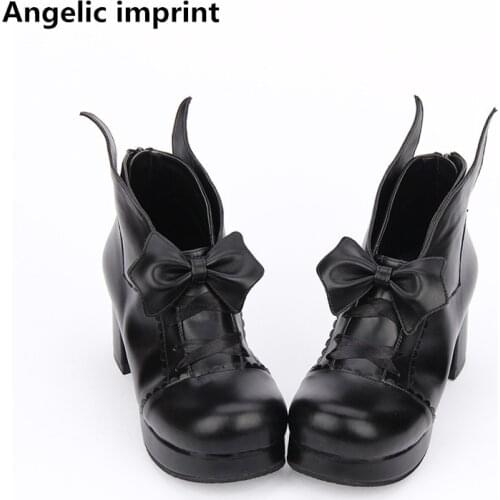 Angelic imprint new woman mori girl lolita cosplay cool shoes lady high heels pumps women party platforms shoes bowtie 33-47 6cm