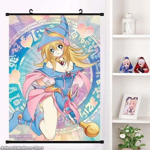 Anime Game Yu-Gi-Oh! Black Magician Girl Yugi Muto HD Wall Scroll Mural Painting Hanging Poster Home Decor Collectible Art Gifts