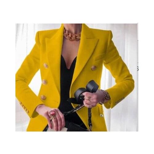 Winter Women Blazer Double Breasted Blazer Coat Fashion Slim Long Sleeve Elegant Suit Jacket Office Women Blazer Black White