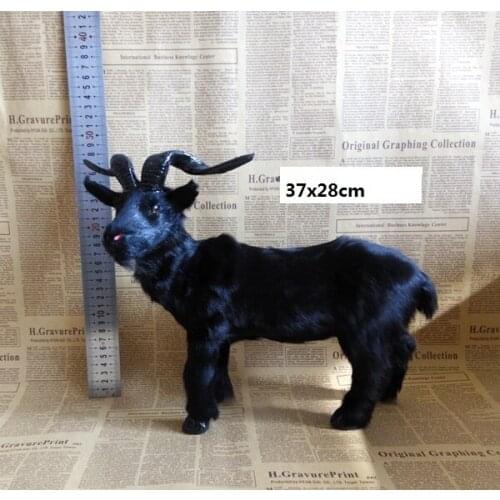 Large 37x28cm real life toy black goat polyethylene&furs sheep hard model photography prop,home decoration xmas gift b0855