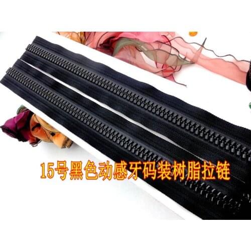 15# oversize black resin zipper 5 meters+5pcs zipper heads close end zipper for DIY sewing tents yacht sofa