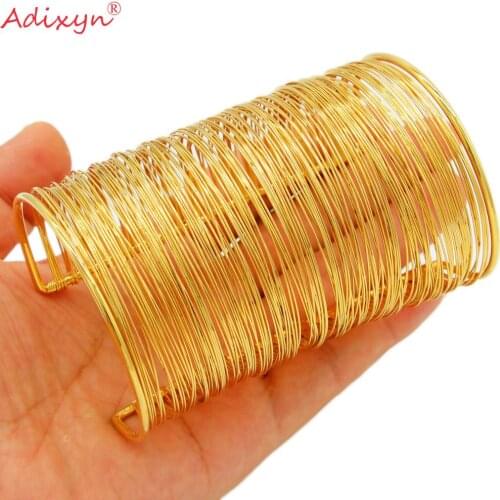 Adixyn Big Wide Bangle for Women Exaggeration Gold Color Bracelet Bride African India Dubai Luxury Wedding Jewelry Gifts N101610