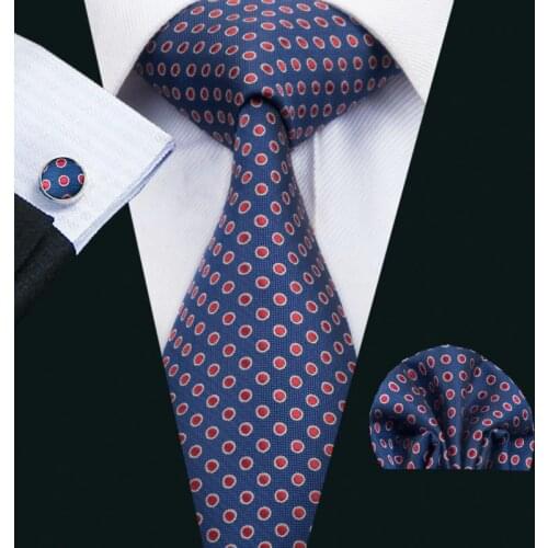 Barry.Wang Brand Men`s Tie 18 Styles Polka Dot Silk Jacquard Woven Necktie Handky Cufflink Set For Men`s Business Wedding Party