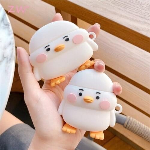 Cute Cartoon Silly Duck Pet 3D Case For Airpods 1 2 Pro Charging Box Soft Silicone Wireless Bluetooth Headphone Protective Cover