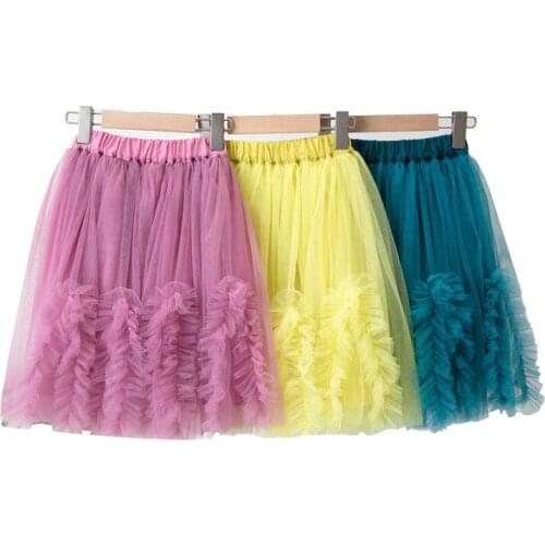 Kids Girls Lace Stitching Skirts 2021 New Arrival Children Dance Tutu Skirts Purple Ball Gown SKirts Teenage Dance Clothes 4-15Y