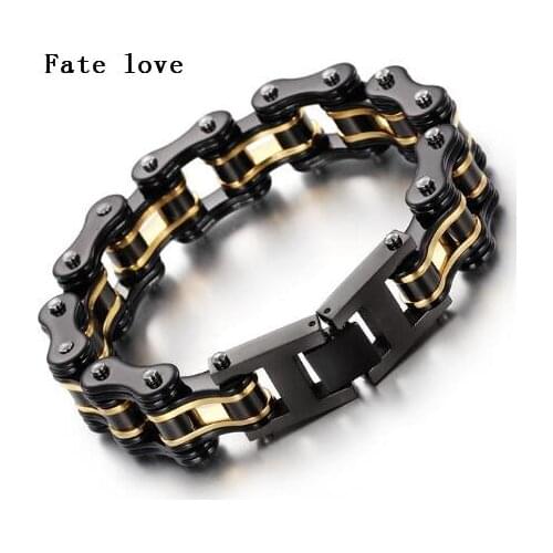 Fate Love Hot selling Fashion Motorcycle Chain Stainless Steel Biker Bracelet 16mm 8.66