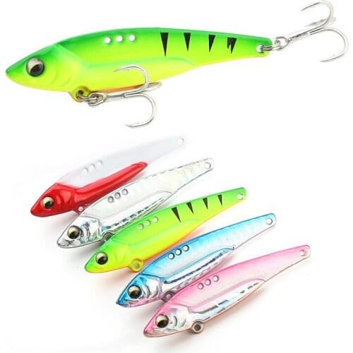 New 7/13/19g VIB Road Sub Bait Metal Color Iron Plate Sub Bait For Long-range Freshwater Sea Fishing Bionic Double Hook Bait