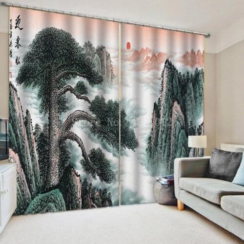 HD Welcome Pine Landscape Painting Curtains For Living Room Sunlit Cabin Curtains Kitchen Bedroom Art Decor Ultra Micro Shading